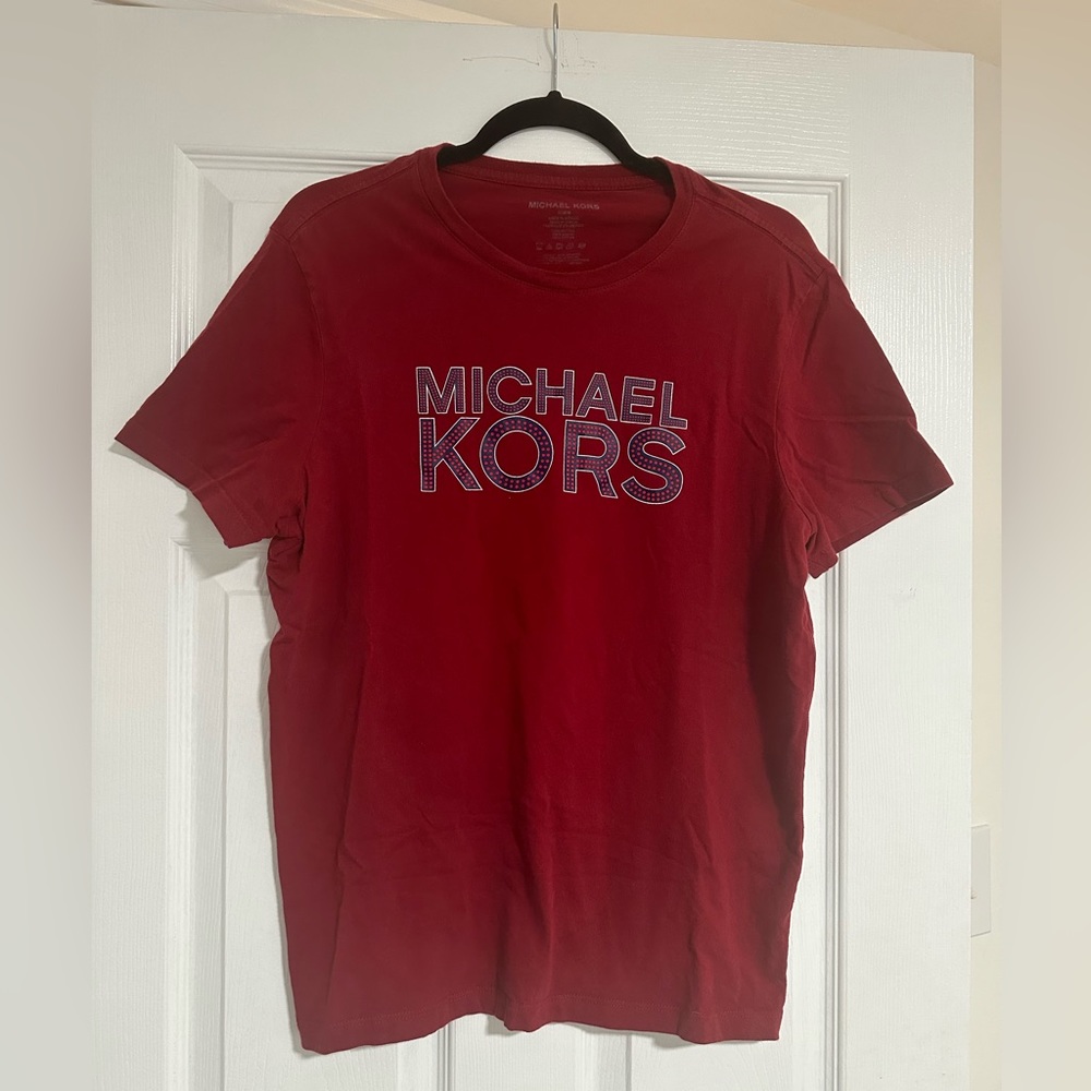 Michael Kors  Mens Red 100% Cotton Logo Short Sleeve Tshirt